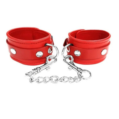 NAUGHTY TOYS red leather 3-D wrist restrains cuffs O-S