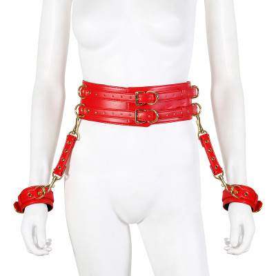NAUGHTY TOYS SEXY RED leather corset cuffs restraints 2pcs set