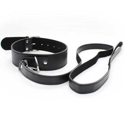 Naughty Toys faux leather collar with leash O/S