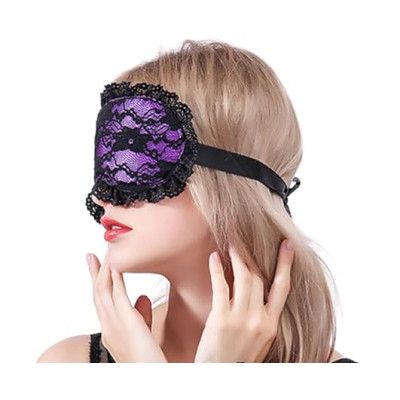 Naughty Toys Purple Black Lace Satin Blindfold