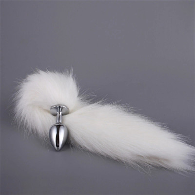 Snow White Fox tail with metal small butt plug 3 cm 