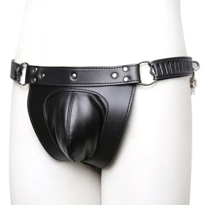 Male leather Chastity Pants with Padlocks