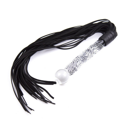 Glass handle with real geniune cow leather Flogger