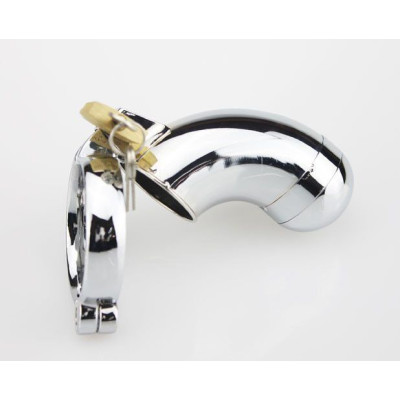 Steel penis chastity cage with removable front end and locker