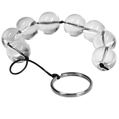 Medium glass anal beads on string with pull O-Ring Ø 1.8 cm