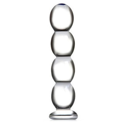 Clear Beaded Glass Anal plug Massager 15 X Ø 3 cm