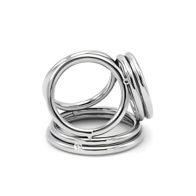 Naughty Toys Chrome Triple Cock Ring with Ball Separator