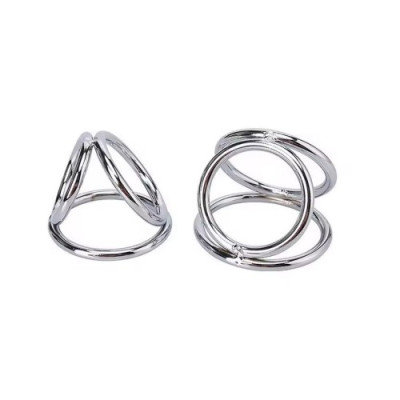 Naughty Toys Chrome triple Cock Ring with Ball M