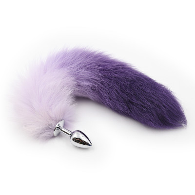 NAUGHTY TOYS purple tipped Fox tail small metal butt plug