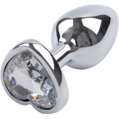 NAUGHTY TOYS metal heart crystal clear Jem anal plug SMALL