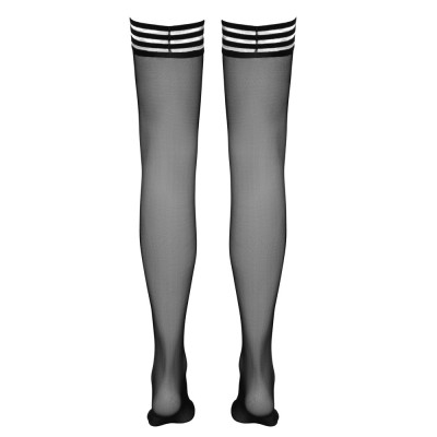 Black hold-up stockings with ring pattern