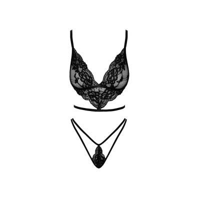 Noir Handmade French Kiss Bra and String Set Black