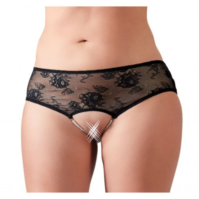 Crotchless Plus Size Panties with Pearls