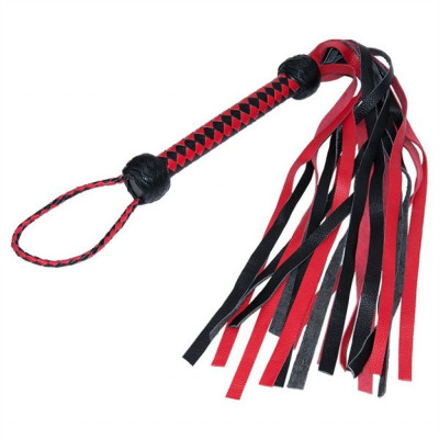 Real Leather Black and Red Suede Flogger
