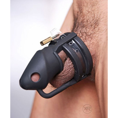 Locking Silicone Male Chastity Device Black