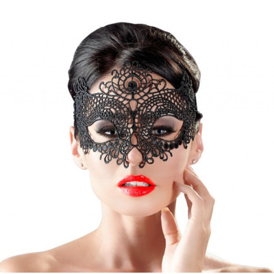 Cottelli Black Embroidered Mask