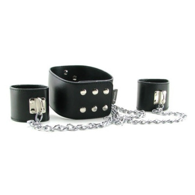 Fetish Fantasy Leather collar and cuffs