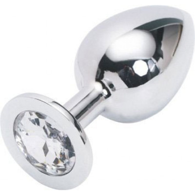 Stainless steel Jewel Butt plug White diamond Medium size