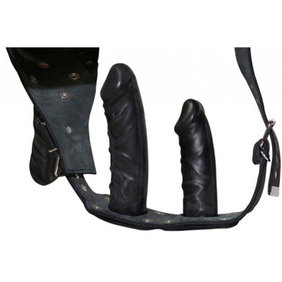 Zado Leather String strap-on with three Dildos S-M 