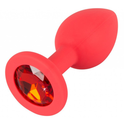 Small Red Silicone butt plug with Red Jewel 