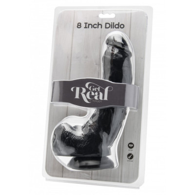 Black Penis with Balls 20 cm with suction cup Get Real TOYJOY