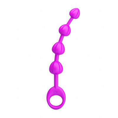 Pretty Love Silicone Anal Beads with handle grip Purple