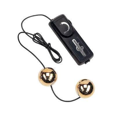 Golden vibrating remote controlled Love Balls 
