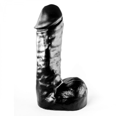 Large Black Dick for pussy and Ass with balls and suction base 25 cm