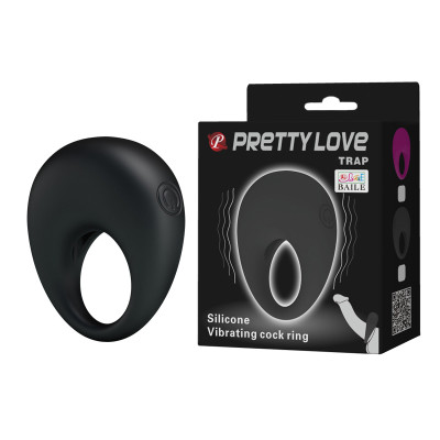 One size black silicone Vibrating Penis Ring Trap