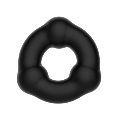 Baile Crazy Bull Эрекционное кольцо из мягкого силикона с шариками, цвет черный