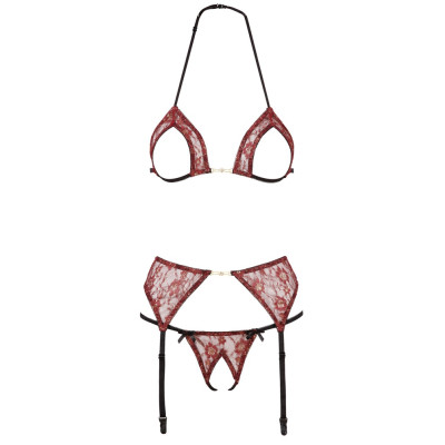 Abierta Fina Open Cup Bra Set with Suspender