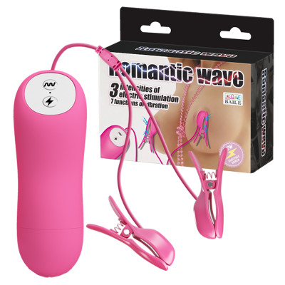 Romantic Wave Vibrating nipple clamps with Electro shock stimulation