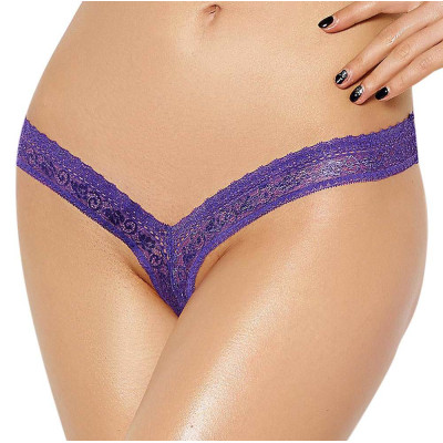 Plus Size Low-Rise Lace String Purple