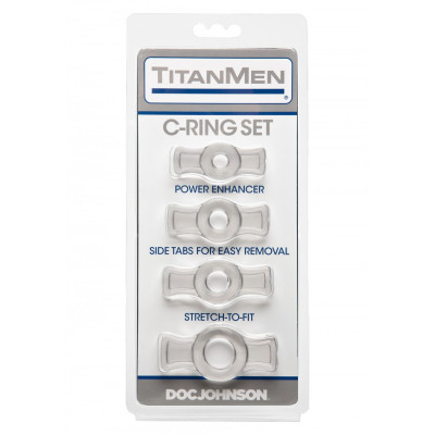 TitanMen Stretchable Set of Cock Rings Clear