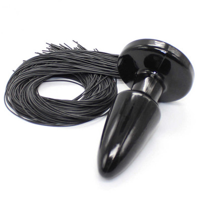 Black Butt Plug with Silicone Tail