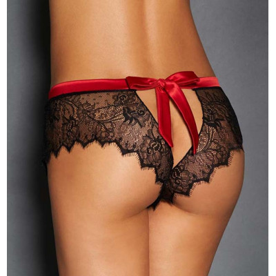 Black Lace Knickers with Red Bow Back