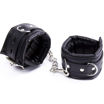 Adjustable soft leather Wrist Black cuffs 