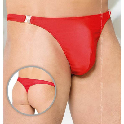 Low-rise Red Thong with Clip Fastener