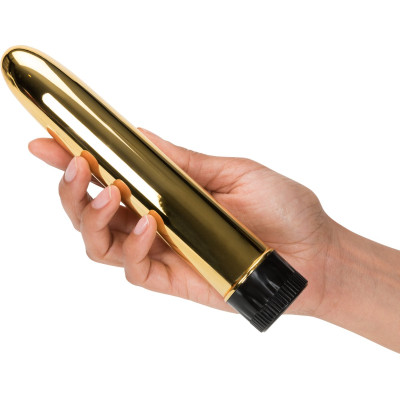Пластиковый вибратор золотистого цвета Total Gold 19 cm
