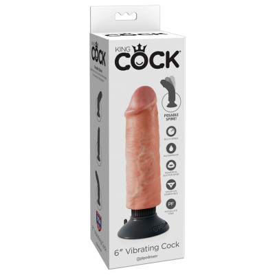King Cock Vibrating Cock 6 Inch Brown