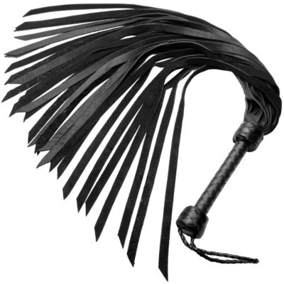 Black Soft Leather Flogger whip 48 cm